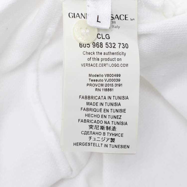Pre Owned Versace White Cotton Polo Shirt L