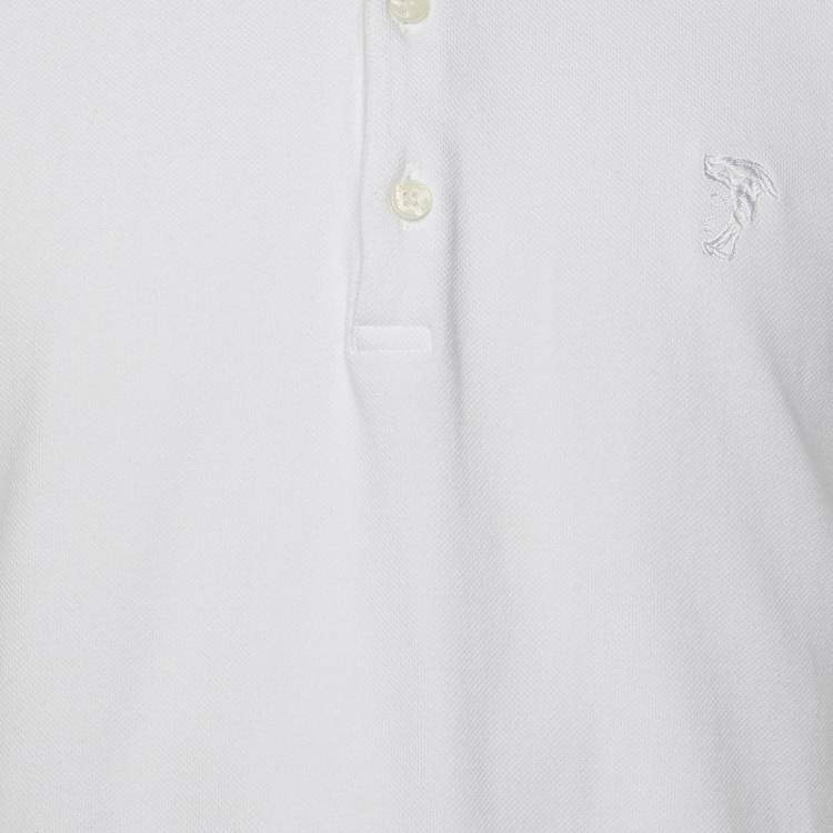 Pre Owned Versace White Cotton Polo Shirt L