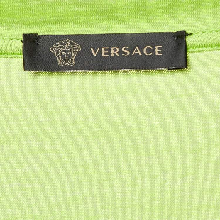 Pre Owned Versace Green Medusa Embellished Cotton T-Shirt M