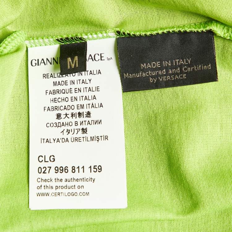 Pre Owned Versace Green Medusa Embellished Cotton T-Shirt M
