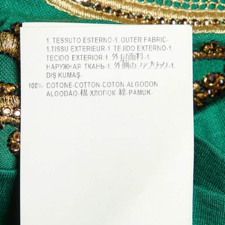Pre Owned Versace Green Medusa Embellished Cotton T-Shirt L