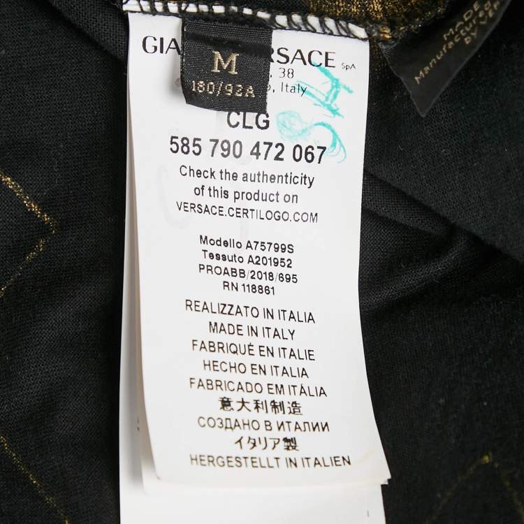 Pre Owned Versace Black Printed Jersey Crew Neck T-Shirt M
