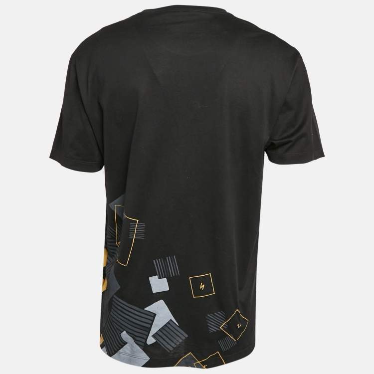 Pre Owned Versace Black Printed Jersey Crew Neck T-Shirt M