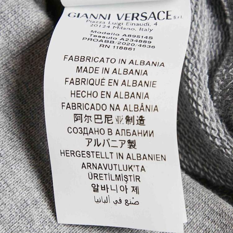 Pre Owned Versace Grey Medusa Print Cotton Knit Hoodie XL