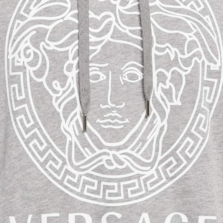 Pre Owned Versace Grey Medusa Print Cotton Knit Hoodie XL