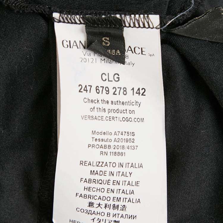 Pre Owned Versace Black  Medusa Embroidered Jersey T-Shirt S