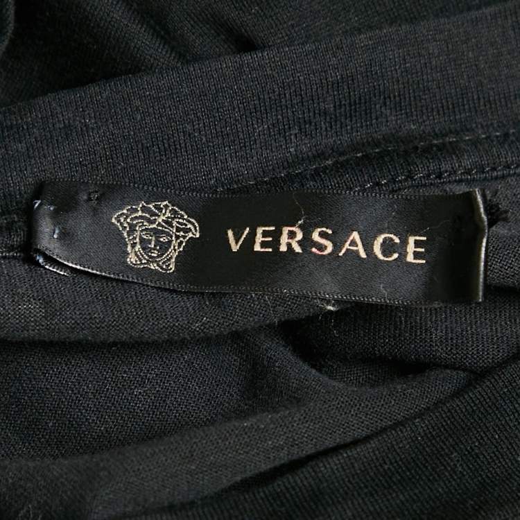 Pre Owned Versace Black  Medusa Embroidered Jersey T-Shirt S