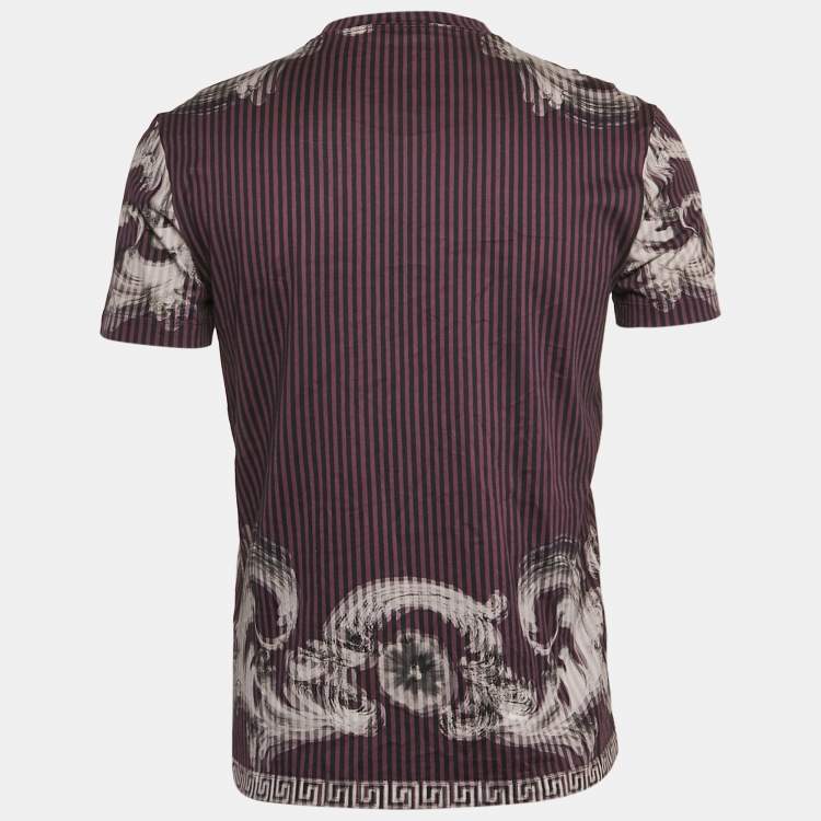 Pre Owned Versace Black/Purple Medusa Print Jersey Lenticular Foulard T-shirt S