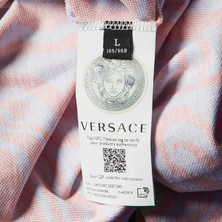 Pre Owned Versace Multicolor Psychedelic Print Cotton Taylor Fit Polo T-Shirt L
