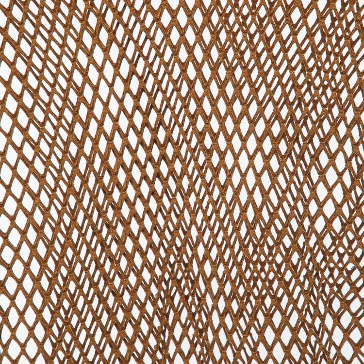 Pre Owned Versace Brown Mesh Crew Neck T-Shirt S