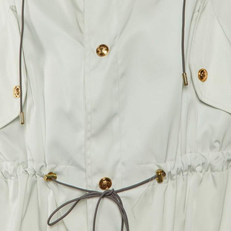 Pre Owned Versace Pale Grey Nylon Button Front Rain Jacket XL