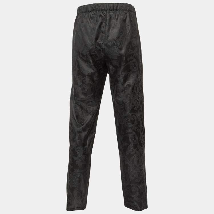 Pre Owned Versace Underwear Black Barocco Print Cotton & Silk Pajama Pants L