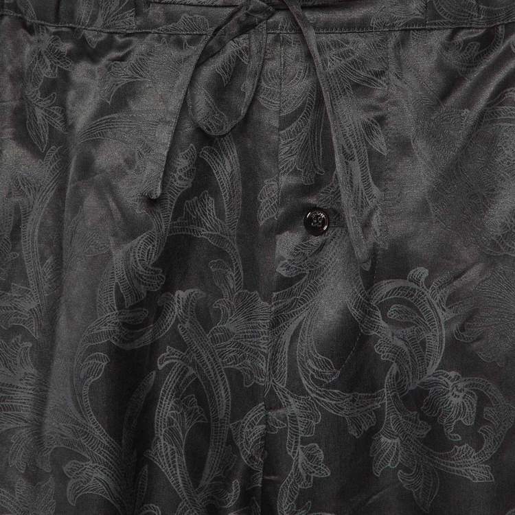Pre Owned Versace Underwear Black Barocco Print Cotton & Silk Pajama Pants L