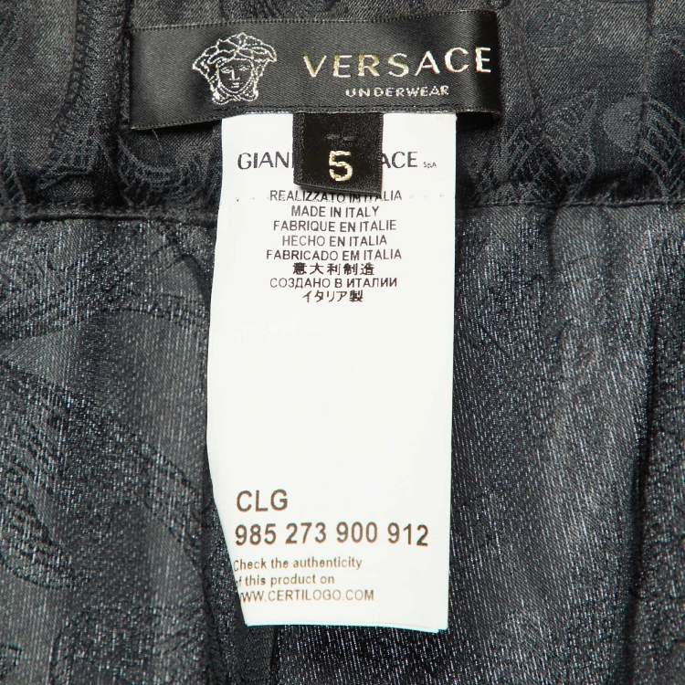 Pre Owned Versace Underwear Black Barocco Print Cotton & Silk Pajama Pants L