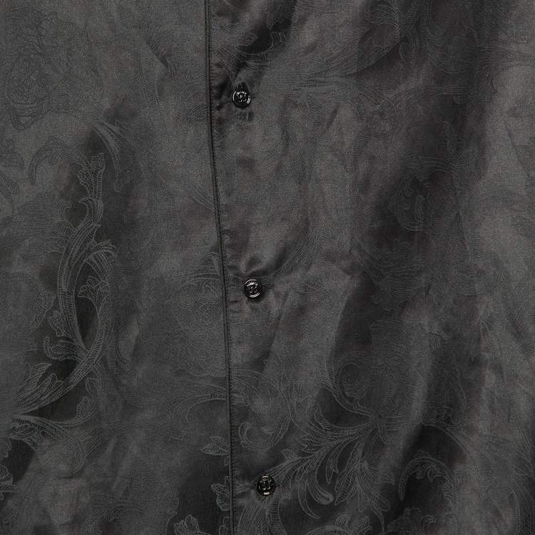 Pre Owned Versace Underwear Black Barocco Print Cotton & Silk Pajama Shirt M