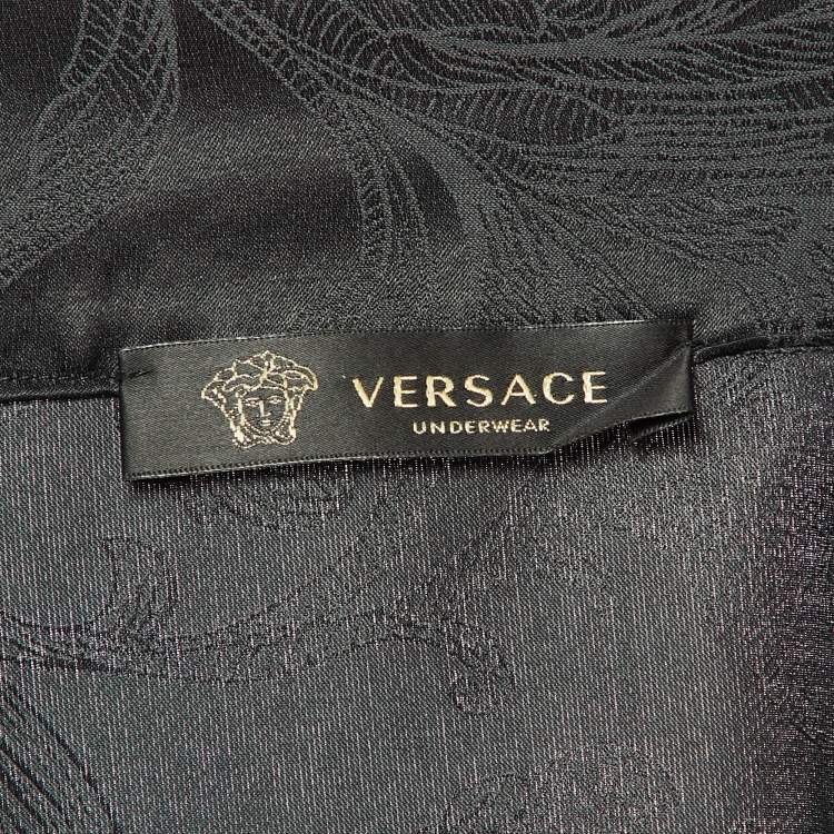 Pre Owned Versace Underwear Black Barocco Print Cotton & Silk Pajama Shirt M