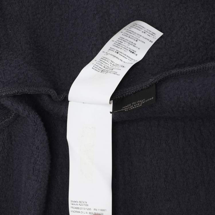 Pre Owned Versace Blue Knit Medusa Patch Detail Hooded Jacket XXL