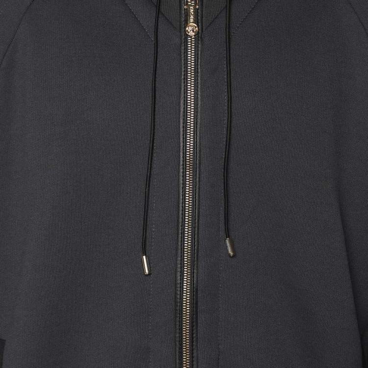 Pre Owned Versace Blue Knit Medusa Patch Detail Hooded Jacket XXL