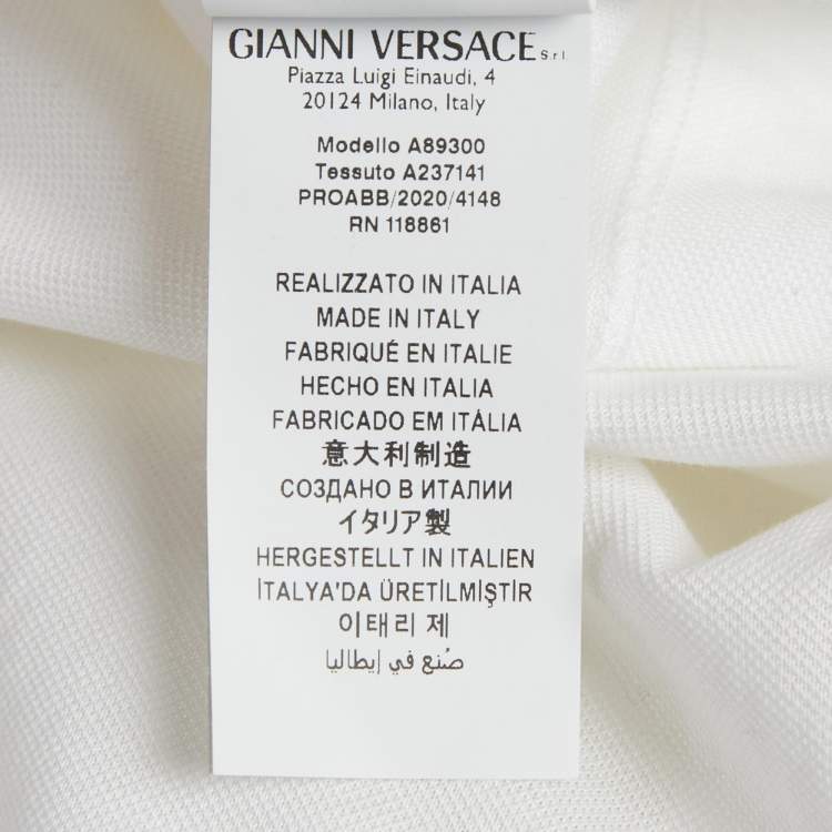 Pre Owned Versace White Medusa Embroidery Pique Cotton Polo T-Shirt XXXL