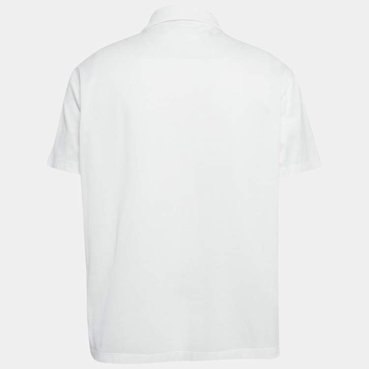 Tシャツ・カットソー VERSACE White piquet polo shirt (10139101A09860 1W000) Versace Logo Piquet Polo Shirt - White - Men