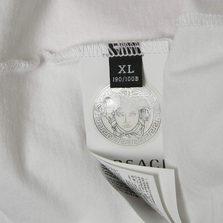 Pre Owned Versace White Graffiti Print Jersey Long Sleeve T-Shirt XL