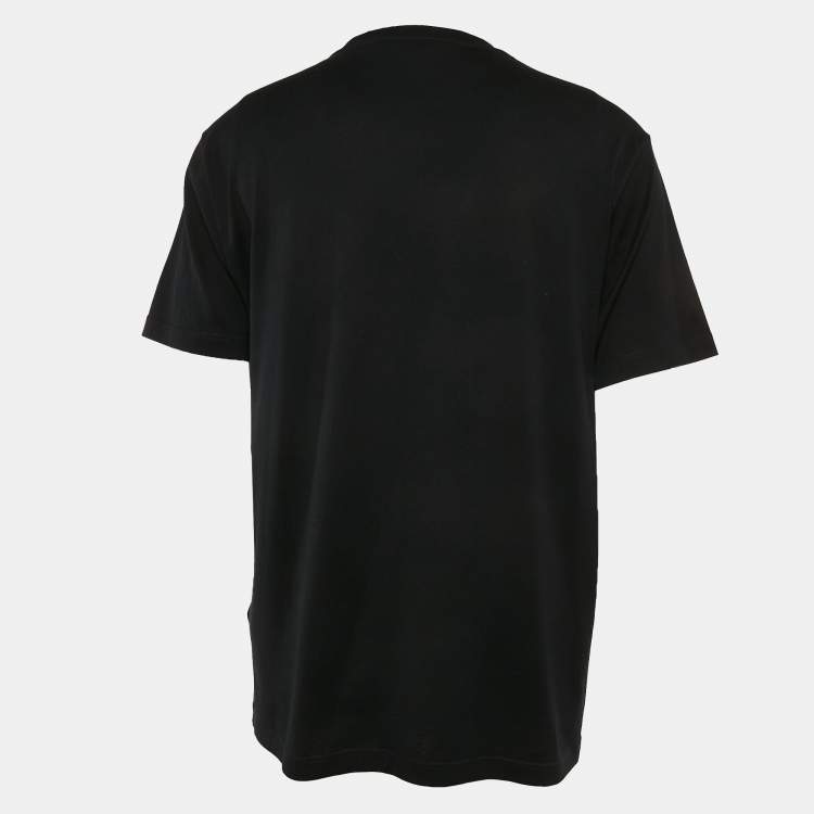 Pre Owned Versace Black Medusa Applique Jersey Crewneck Shirt XXL
