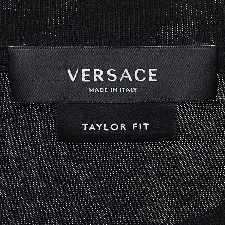 Pre Owned Versace Black Medusa Applique Jersey Crewneck Shirt XXL