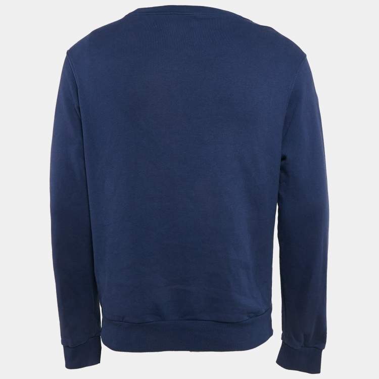 Pre Owned Versace Underwear Blue Medusa Embroidery Cotton Sweatshirt XL