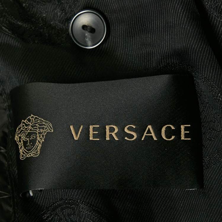 Pre Owned Versace Black Graphic Print Zip-Up Bomber Jacket XXXL