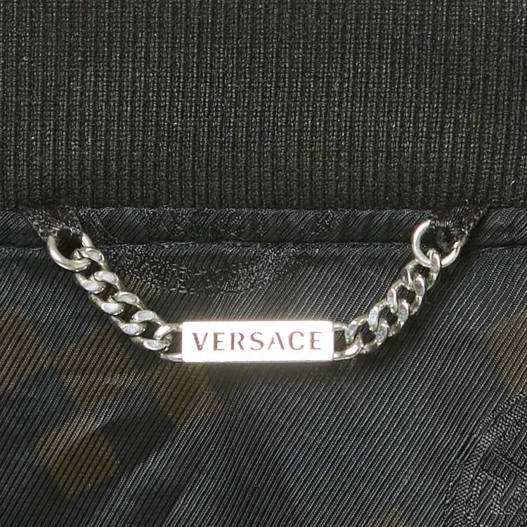 Pre Owned Versace Black Graphic Print Zip-Up Bomber Jacket XXXL