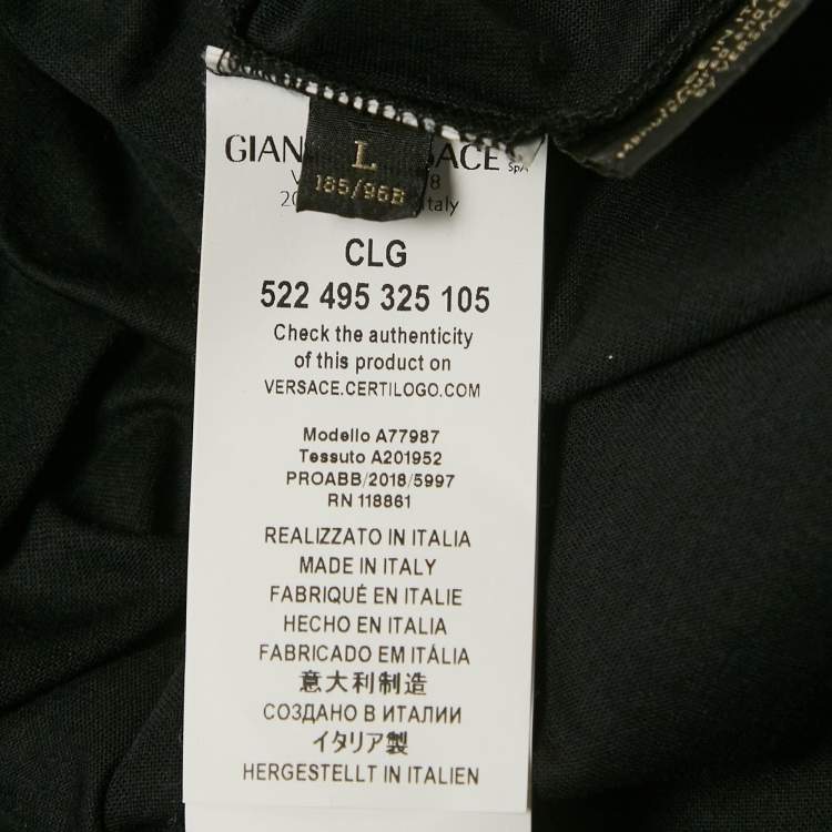 Pre Owned Versace Black Medusa Stud Embellished Cotton Crew Neck T-Shirt L