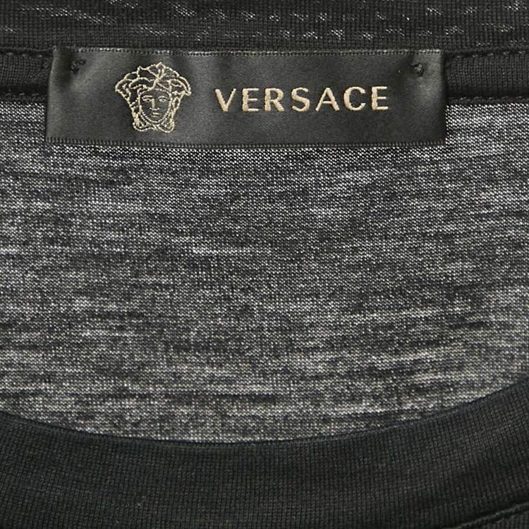 Pre Owned Versace Black Medusa Embroidery Cotton Crew Neck T-Shirt L