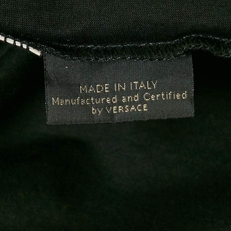 Pre Owned Versace Black Logo Studded Cotton Crew Neck T-Shirt L