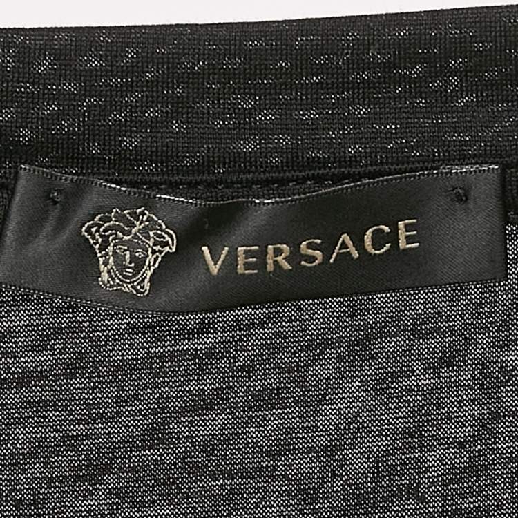 Pre Owned Versace Black Medusa Sequin Embroidery Jersey Crewneck T-Shirt L