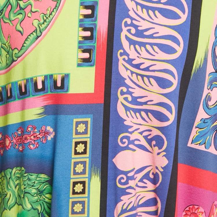 Pre Owned Versace Multicolor Medusa Print Jersey Crewneck T-Shirt XXL
