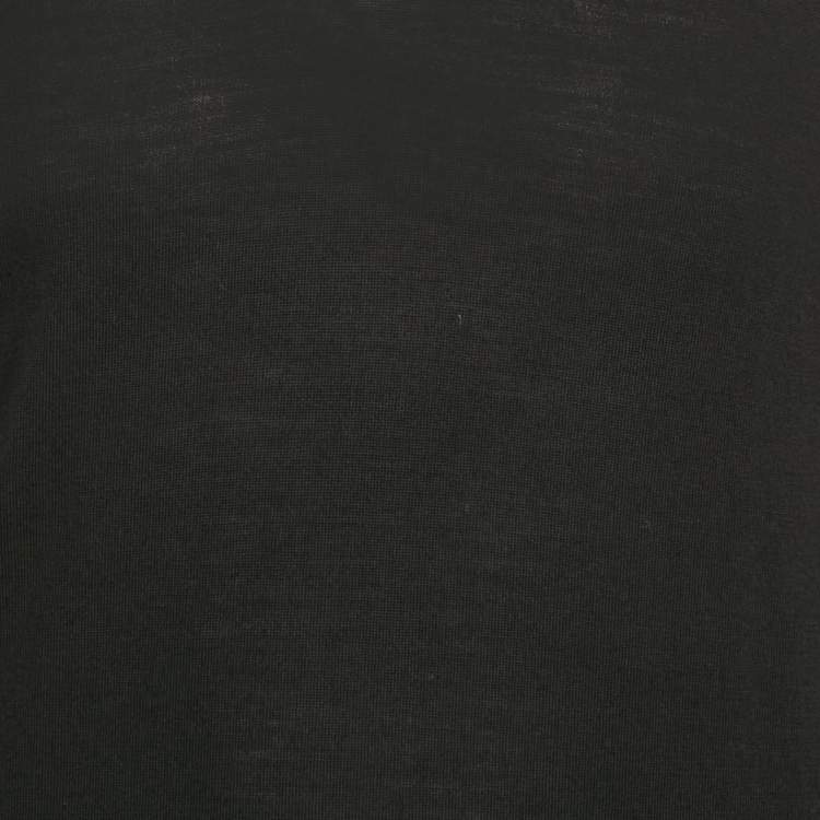 Pre Owned Versace Black Medusa Applique Wool Knit V-Neck Sweater M