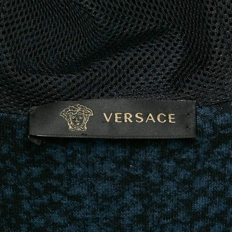 Pre Owned Versace Navy Blue Floral Print Velvor Track Suit M