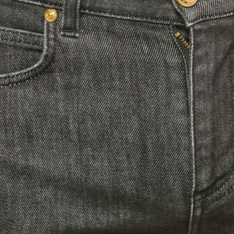 Pre Owned Versace Black  Denim Shorts S (Waist 31")