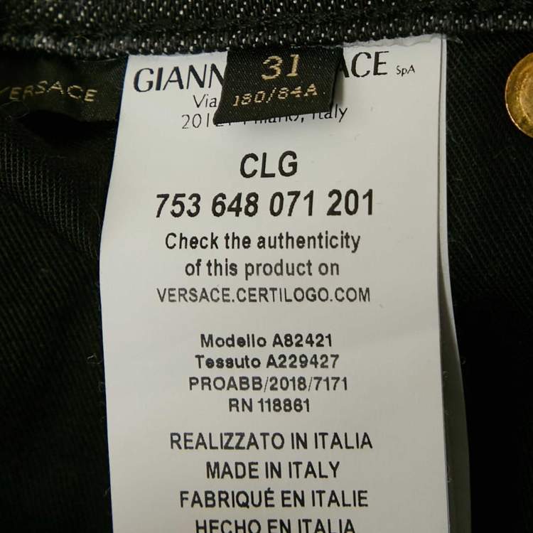 Pre Owned Versace Black  Denim Shorts S (Waist 31")