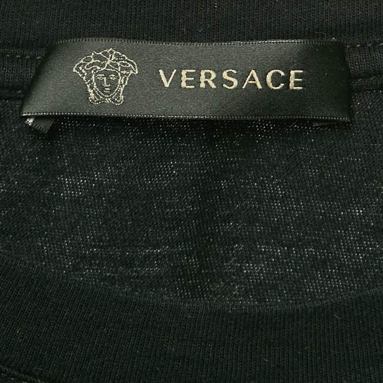 مملوكة مسبقًا Versace Black Medusa Print Cotton Crew Neck T-Shirt XS