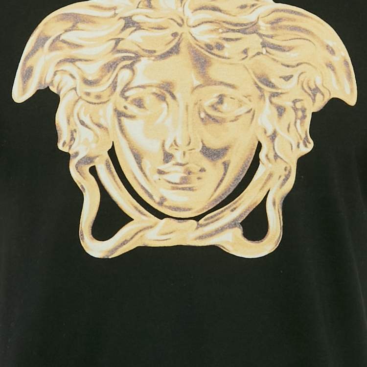 مملوكة مسبقًا Versace Black Medusa Print Cotton Crew Neck T-Shirt XS