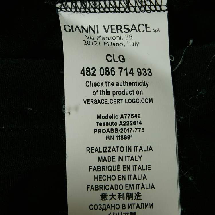 مملوكة مسبقًا Versace Black Medusa Print Cotton Crew Neck T-Shirt XS