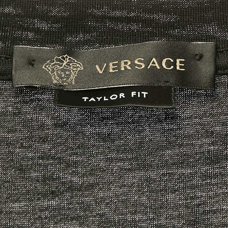 Pre Owned Versace Black Crystal Medusa Embellished Cotton Crew Neck T-Shirt L