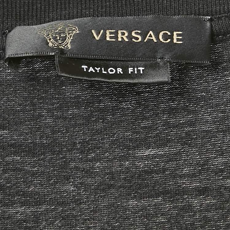 Pre Owned Versace Black Medusa Print and Pin Embroidery Cotton Crew Neck T-Shirt XXL