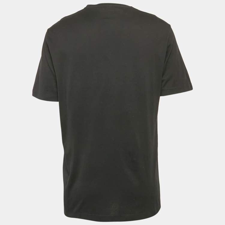 Pre Owned Versace Black Medusa Print and Pin Embroidery Cotton Crew Neck T-Shirt XXL