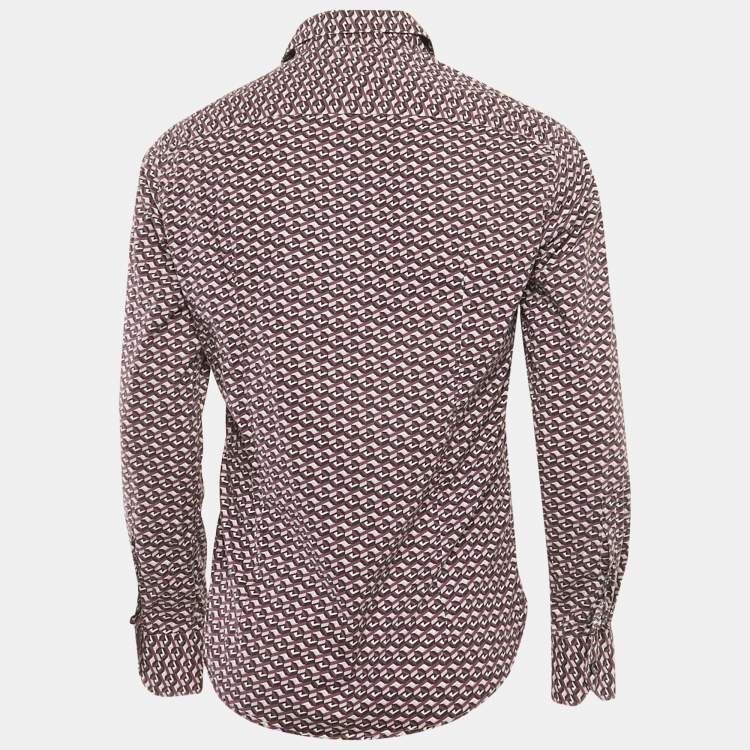 Pre Owned Versace Collection Purple Geometric Print Cotton Shirt M