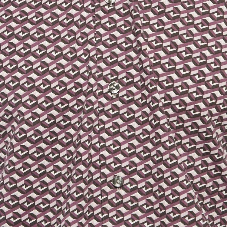 Pre Owned Versace Collection Purple Geometric Print Cotton Shirt M