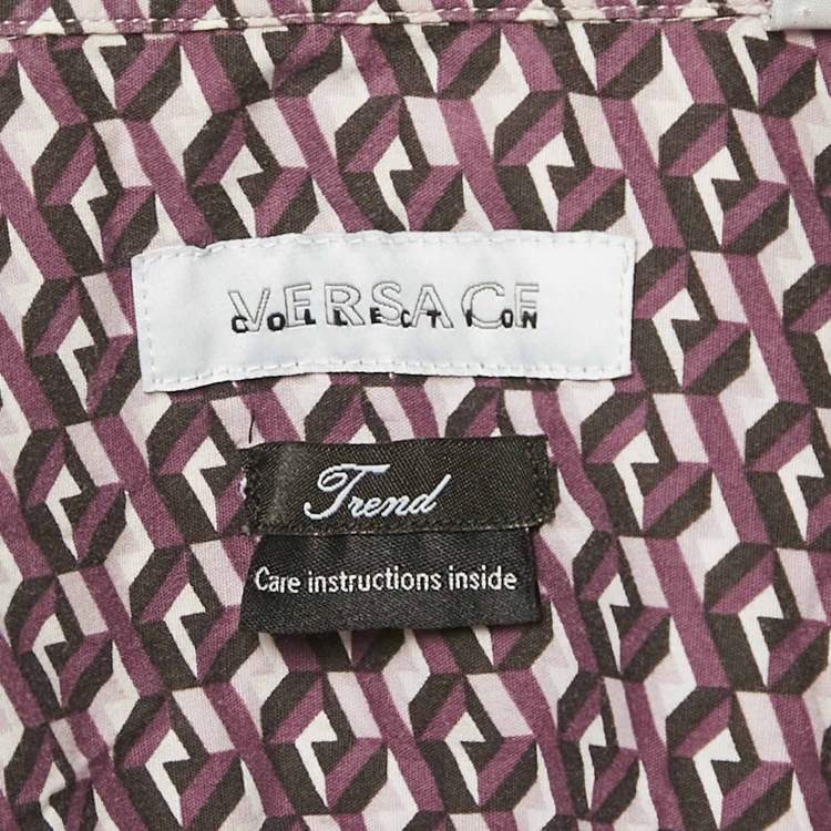 Pre Owned Versace Collection Purple Geometric Print Cotton Shirt M