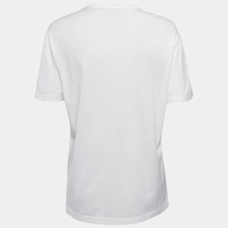 Pre Owned Versace Whte Medusa Embellished Jersey Crewneck T-Shirt 