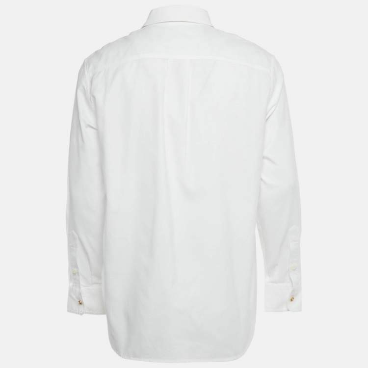 Pre Owned Versace White Cotton Medusa Detail Button Heritage Fit Shirt S